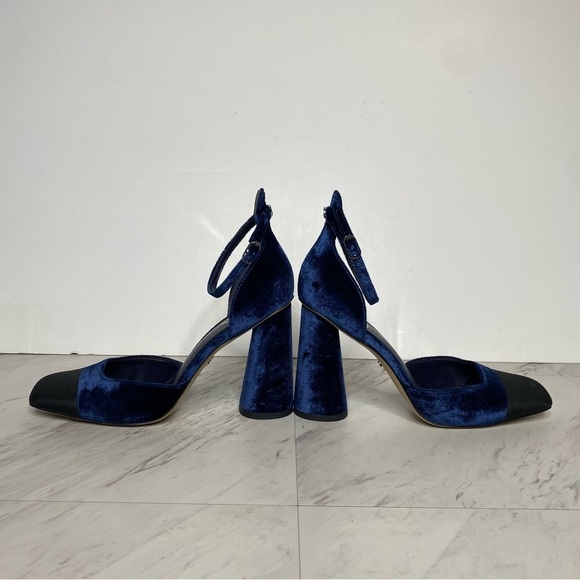 Sam Edelman Christine Blue Black Block Heel Sandal 8 - Picture 8 of 14